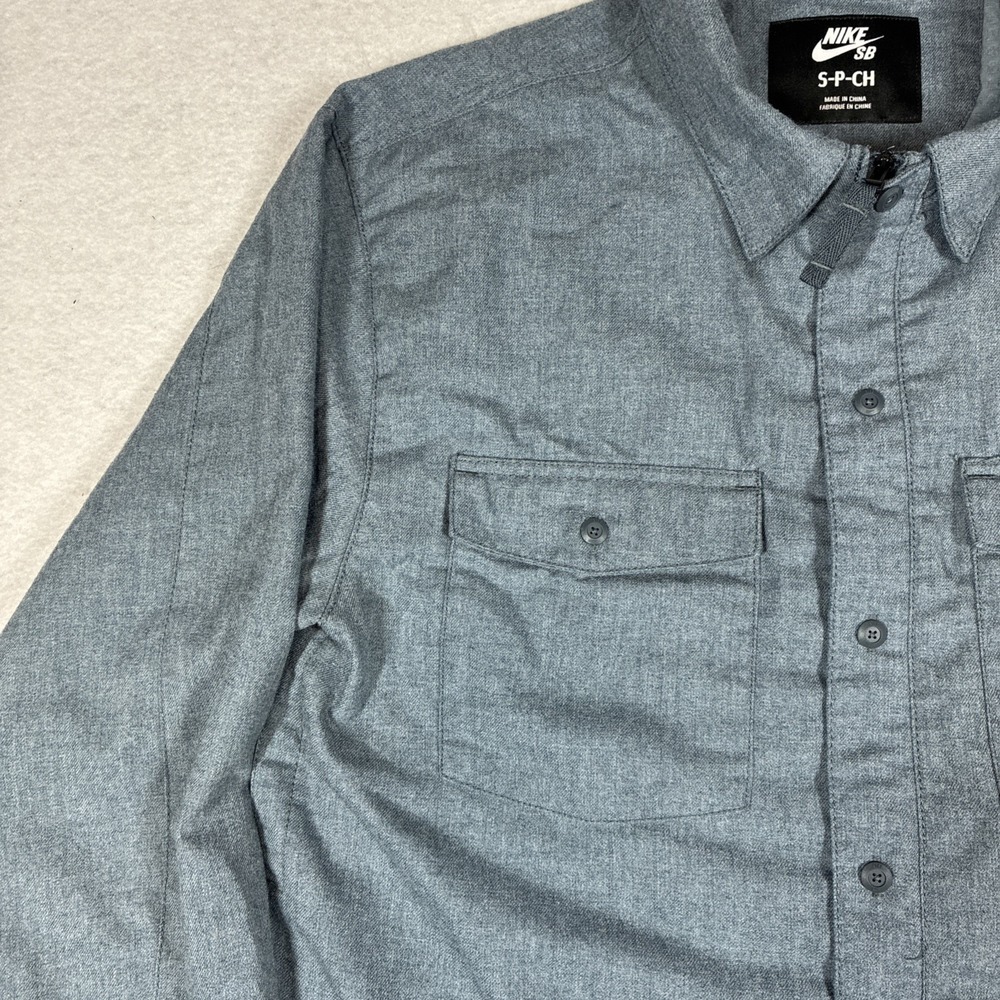 Nike SB Dimension Flannel Magnet Grey Mens Small Swoosh Snowboarding Skate - Picture 7 of 16
